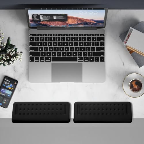 L-förmige Handballenauflage für Tastatur & Maus, 2-teiliges ergonomisches Wrist Rest Set, Handgelenkauflage & Armauflage Schreibtisch mit Rutschschutz – Komfortable Handgelenkstütze für Büro & Gaming Bild 2