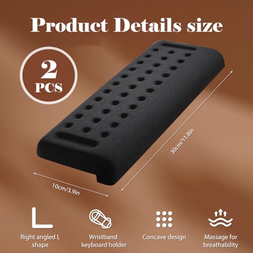L-förmige Handballenauflage für Tastatur & Maus, 2-teiliges ergonomisches Wrist Rest Set, Handgelenkauflage & Armauflage Schreibtisch mit Rutschschutz – Komfortable Handgelenkstütze für Büro & Gaming Bild 3