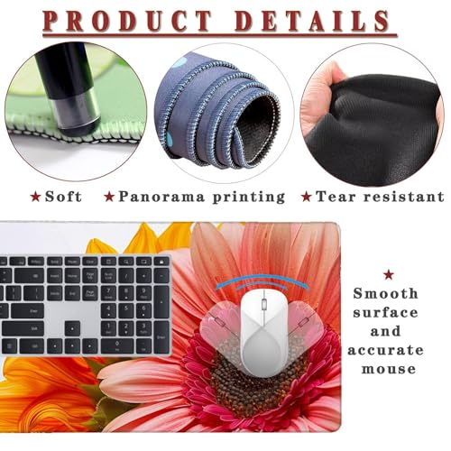 Mauspad XXL 900x600x4mm Wasserdicht Schreibtischunterlage Rutschfeste Speed Gaming Mousepad Sunflower (7) Groß Desk Mouse Mat Maus Pad, Schreibtisch Unterlage Deko für PC, Macbook, Laptop, Home Office Bild 4