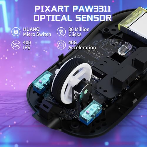 MAMBASNAKE X ATTACK SHARK X8SE 55g ultraleichte kabellose Gaming Maus–bis zu 25000 DPI,PixArt PAW3311-Sensor,Tri-Mode BT/2,4G/USB-C,80 Mio Klicks,40G Beschleunigung,500mAh,Web-Treiber,für Win/Mac–Weiß Bild 4