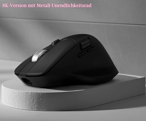 Keychron M6 8K Wireless Bluetooth/2.4 GHz/Kabelgebundene Optische Maus,8000Hz Leichtgewicht 86g Programmierbarer PixArt 3950 Sensor 26K DPI/ 650 IPS Für Windows Mac Linux (Schwarz) Bild 4
