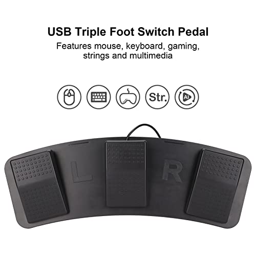 USB Dreifach Fußschalter 3 Tasten, Programmierbares Fußpedal PC Tastatur Maus Multimedia Steuerung, Mechanischer Schalter für Gaming Transkription Bild 2