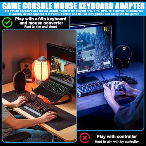 Tastatur- und Mausadapter für PS4/PS3/Xbox One/Xbox 360/NS Switch, Adapter Maus Tastatur Kompatibel mit Controller PS4/PS3/Switch/XBOX, Plug and Play Konverter Gaming Tastatur Maus konverter Bild 7
