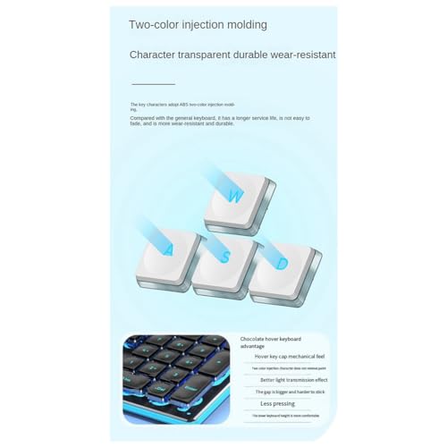 Joselin Kabelgebundene Mechanische Tastatur mit Maus, LED, Leise Tastatur, Gaming-Tastatur, Wasserdicht für E-Sport und Den Bürogebrauch-C Bild 2