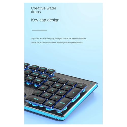 Joselin Kabelgebundene Mechanische Tastatur mit Maus, LED, Leise Tastatur, Gaming-Tastatur, Wasserdicht für E-Sport und Den Bürogebrauch-C Bild 5