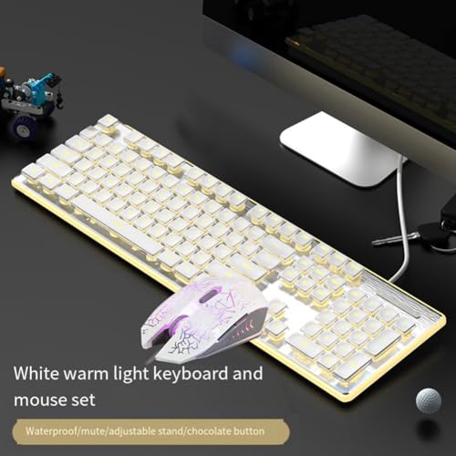 Joselin Kabelgebundene Mechanische Tastatur mit Maus, LED, Leise Tastatur, Gaming-Tastatur, Wasserdicht für E-Sport und Den Bürogebrauch-C Bild 6