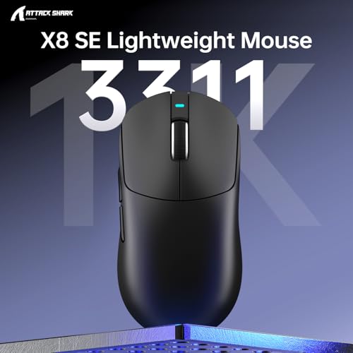 ATTACK SHARK X8SE Mouse for Large Hand, 55g Superlight, PixArt PAW3311 Gaming Sensor, BT/2.4G Wireless/Wired, Adjustable DPI up to 25000, 500mAh Battery (Black) Bild 3