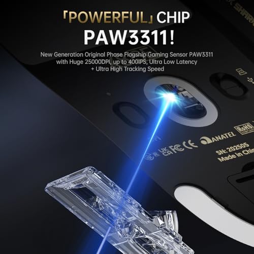 ATTACK SHARK X8SE Mouse for Large Hand, 55g Superlight, PixArt PAW3311 Gaming Sensor, BT/2.4G Wireless/Wired, Adjustable DPI up to 25000, 500mAh Battery (Black) Bild 4