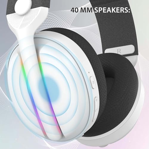 Subsonic - Vektra kabelloses Gaming-Headset für PS5, PS4, PC, Xbox und Switch, Gaming-Headset mit LED-Beleuchtung, 7.1-Lautsprechern, einziehbarem Mikrofon, integrierter Lautstärkeregelung und Stummsc Bild 2