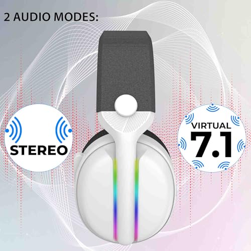 Subsonic - Vektra kabelloses Gaming-Headset für PS5, PS4, PC, Xbox und Switch, Gaming-Headset mit LED-Beleuchtung, 7.1-Lautsprechern, einziehbarem Mikrofon, integrierter Lautstärkeregelung und Stummsc Bild 5