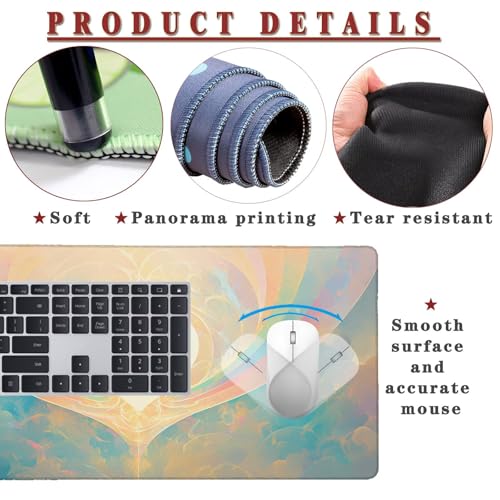 Mauspad XXL 1400x800x4mm Wasserdicht Schreibtischunterlage Rutschfeste Speed Gaming Mousepad Symmetry (8) Groß Desk Mouse Mat Maus Pad, Schreibtisch Unterlage Deko für PC, Macbook, Laptop, Home Office Bild 4