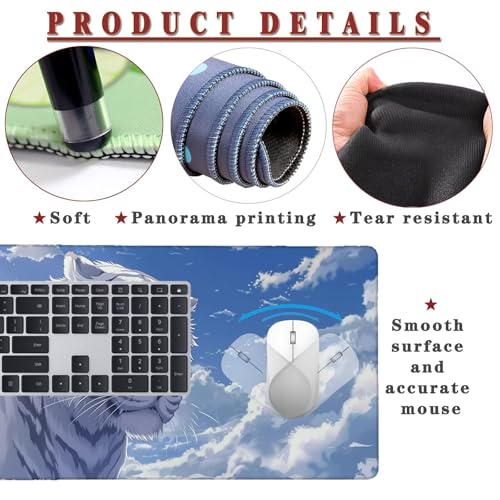 Mauspad XXL 900x500x4mm Wasserdicht Schreibtischunterlage rutschfeste Speed Gaming Mousepad Tiger (1) Groß Desk Mouse Mat Maus Pad, Schreibtisch Unterlage Deko für PC, MacBook, Laptop, Home Office Bild 4