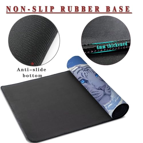 Mauspad XXL 1400x800x4mm Wasserdicht Schreibtischunterlage rutschfeste Speed Gaming Mousepad Tiger (1) Groß Desk Mouse Mat Maus Pad, Schreibtisch Unterlage Deko für PC, MacBook, Laptop, Home Office Bild 3