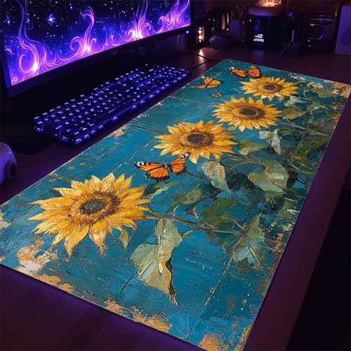 Gaming Mauspad xxl 1600x800x3MM Wasserdicht Mousepad Abstrakt Schreibtischunterlage für Kabellose Tastatur Maus Laptop, Mouse Pad Musik Anti Rutsch Basis Schreibtisch Zubehör für Tisch Deko model-0210 Bild 4