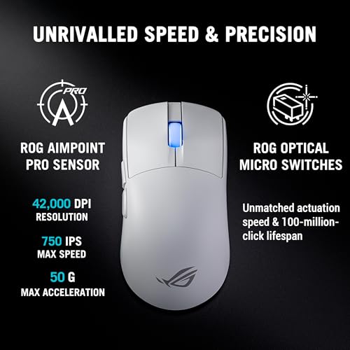 ASUS ROG Harpe II Ace Wireless Esports Gaming-Maus – 2025, Pro-Tested, Rechtshänder, 48 g leicht, Tri-Mode-Konnektivität, 42 K DPI, 8K Polling, 101 Stunden Akku, webbasiertes Werkzeug, PC Bild 5