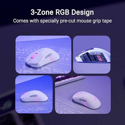 ASUS ROG Keris II Wireless-Gaming-Maus mit Ursprung – ergonomisch, 65 g, Tri-Mode Konnektivität, 42K DPI, bis zu 127 Stunden Akku, webbasierte Konfiguration, PC/Mac-Unterstützung Bild 5