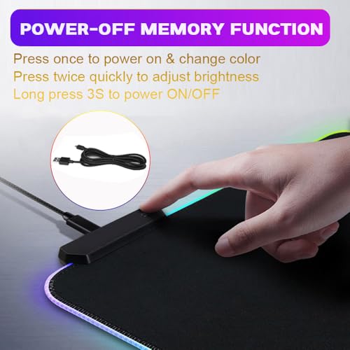 FANSU Japanischer Stil RGB Gaming Mauspad XXL, Groß Multifunktionales Mousepad mit 14 Farben LED-Licht, USB, für Computer PC Laptop Tastatur Professionelle Gamer (Tuschemalerei,800x300x4mm) Bild 2