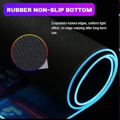 FANSU Japanischer Stil RGB Gaming Mauspad XXL, Groß Multifunktionales Mousepad mit 14 Farben LED-Licht, USB, für Computer PC Laptop Tastatur Professionelle Gamer (Tuschemalerei,800x300x4mm) Bild 3