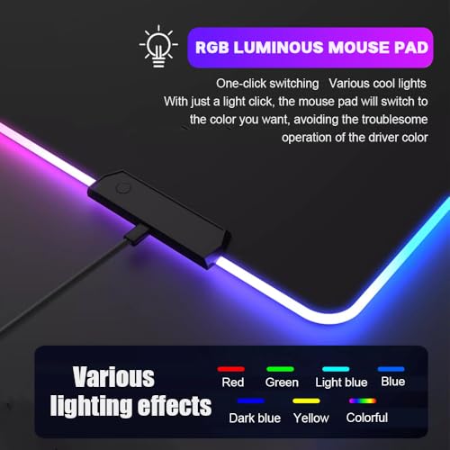 FANSU Japanischer Stil RGB Gaming Mauspad XXL, Groß Multifunktionales Mousepad mit 14 Farben LED-Licht, USB, für Computer PC Laptop Tastatur Professionelle Gamer (Tuschemalerei,800x300x4mm) Bild 4