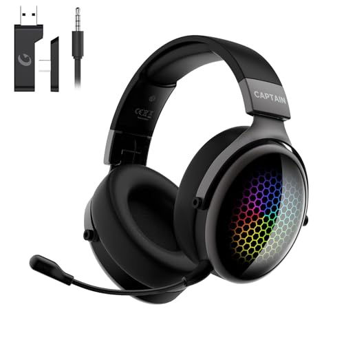 syndesmos Gaming Headset für PS5, PS4, PC, Xbox, Nintendo Switch, Kabellos Gaming Kopfhörer mit 50mm Treiber, 7.1 Surround Sound, RGB-Licht, Bluetooth Gaming Headphones mit Mikrofon, Noise Cancelling Bild 1