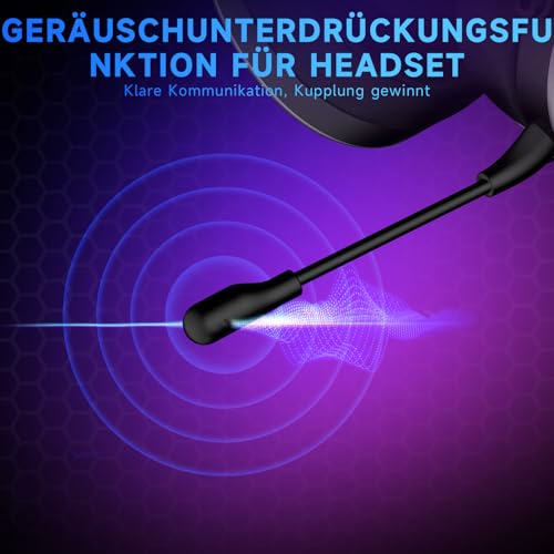 syndesmos Gaming Headset für PS5, PS4, PC, Xbox, Nintendo Switch, Kabellos Gaming Kopfhörer mit 50mm Treiber, 7.1 Surround Sound, RGB-Licht, Bluetooth Gaming Headphones mit Mikrofon, Noise Cancelling Bild 3