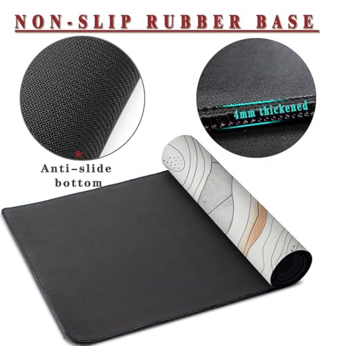 Mauspad XXL 1400x800x4mm Wasserdicht Schreibtischunterlage rutschfeste Speed Gaming Mousepad Topographic (2) Groß Desk Mouse Mat Maus Pad, Schreibtisch Unterlage Deko für PC, Laptop, Home Office Bild 3