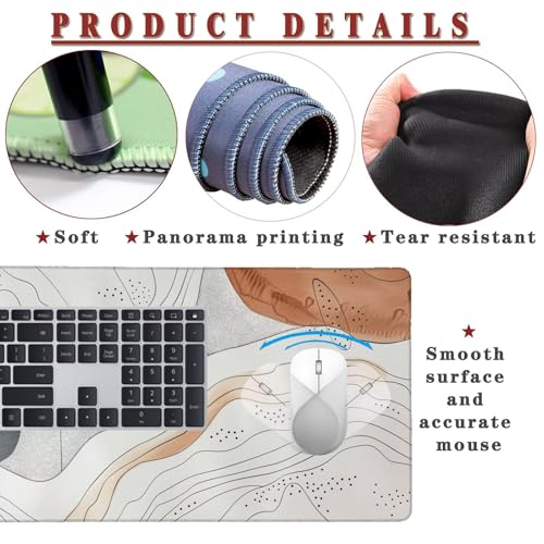 Mauspad XXL 900x500x4mm Wasserdicht Schreibtischunterlage rutschfeste Speed Gaming Mousepad Topographic (2) Groß Desk Mouse Mat Maus Pad, Schreibtisch Unterlage Deko für PC, Laptop, Home Office Bild 4