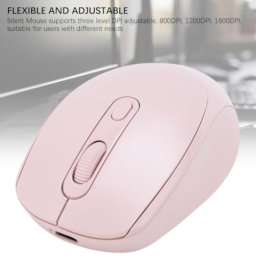 Wireless Maus USB 2,4G USB Wiederaufladbare Stille bluetooths -Maus -Gaming -Mäuse mit 2 Modus für Gaming 800 1200 1600DPI Einstellbar (Rosa) Bild 5