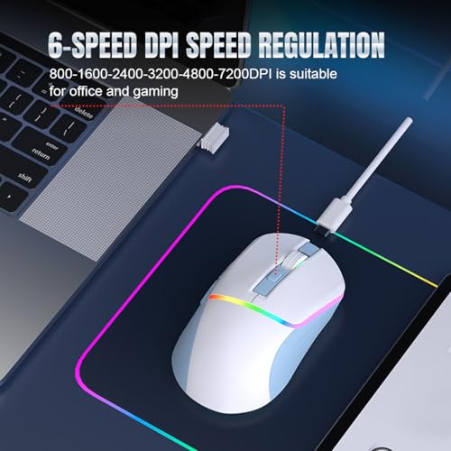 Gaming Maus Kabellose RGB 2,4 G/BT5.3/USB C Kabelgebundene 7200 DPI Optische Maus mit 6 Programmierbaren Tasten, Ergonomische Gamer Maus für Wins 7/8/10/Vista und höher Bild 2