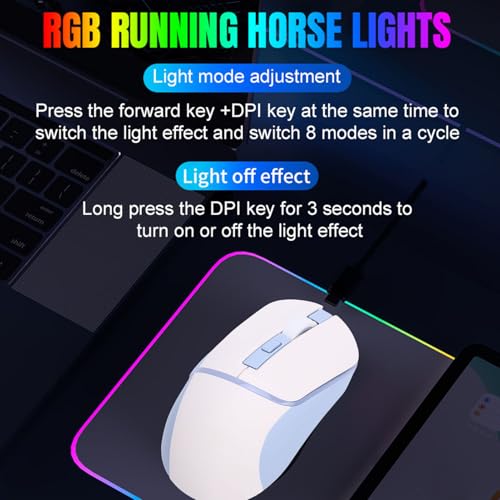 Gaming Maus Kabellose RGB 2,4 G/BT5.3/USB C Kabelgebundene 7200 DPI Optische Maus mit 6 Programmierbaren Tasten, Ergonomische Gamer Maus für Wins 7/8/10/Vista und höher Bild 3