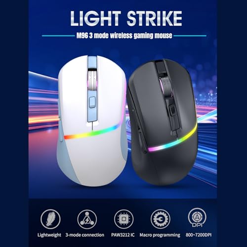 Gaming Maus Kabellose RGB 2,4 G/BT5.3/USB C Kabelgebundene 7200 DPI Optische Maus mit 6 Programmierbaren Tasten, Ergonomische Gamer Maus für Wins 7/8/10/Vista und höher Bild 5