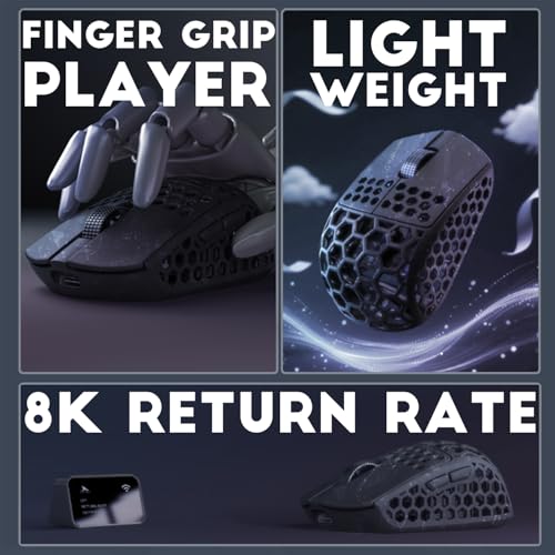 Darmoshark M5Air Mini-Gaming-Maus, kabellos, Tri-Mode, 8K/Bluetooth-Maus bis zu 30.000 DPI, PAW3950 optischer Sensor, leicht, 31 g, 5 programmierbare Tasten, Computer-Maus für Laptop, PC, Mac Bild 3