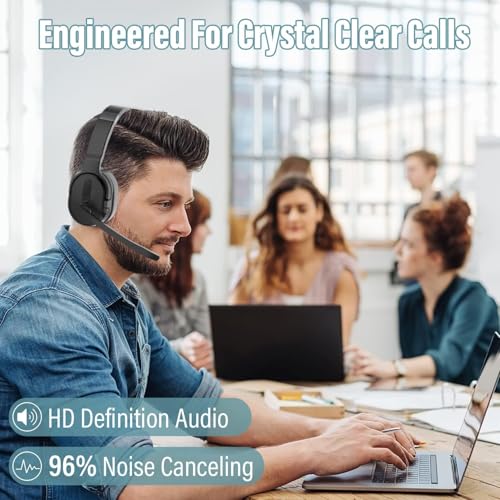 ANSTEN Headset mit mikrofon Bluetooth mit ANC & 40h Akkulaufzeit – Ultra-Komfortables Bluetooth Headset mit mikrofon mit Kristallklarer Sprachübertragung für Büro, Reisen & Online-Meetings Bild 2