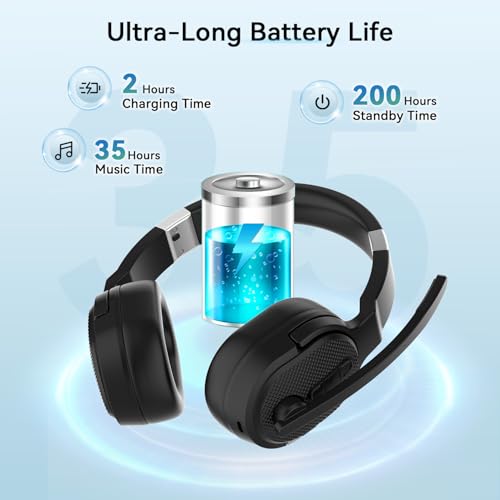 ANSTEN Headset mit mikrofon Bluetooth mit ANC & 40h Akkulaufzeit – Ultra-Komfortables Bluetooth Headset mit mikrofon mit Kristallklarer Sprachübertragung für Büro, Reisen & Online-Meetings Bild 5
