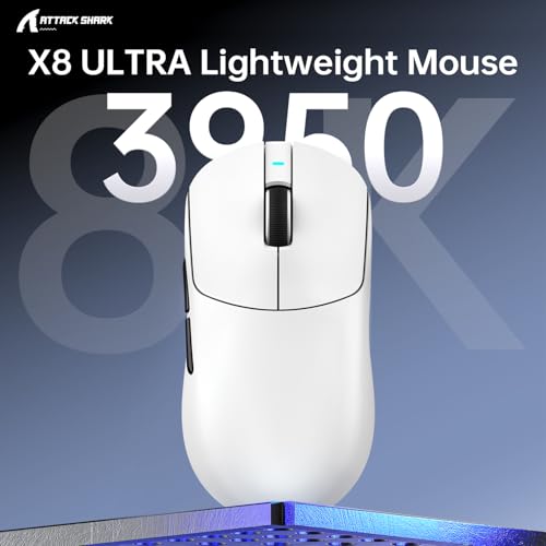 ATTACK SHARK X8ULTRA Mouse for Large Hand, 55g Superlight, PixArt PAW3950MAX Gaming Sensor, BT/2.4G Wireless/Wired, Adjustable DPI up to 42000, 500mAh Battery (White) Bild 2