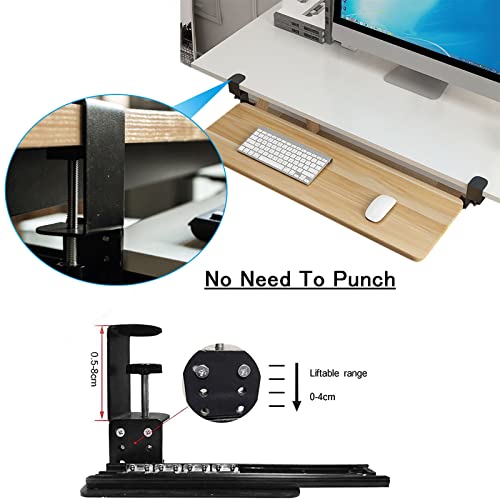 Verstellbare Tastatur- und Maus-Armlehne mit Klemme. Ergonomische Schiebeablage für einfache Installation, unterstützt bis zu 25 kg, ideal für Home Office und Gaming. Setup Aufbewahrungsregal im Bild 6