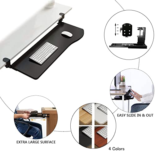 Höhenverstellbare Tastaturablage, Schreibtischverlängerung mit Schublade, 52 cm/65 cm/75 cm, ergonomische Plattform für Maus, perfekt für Home Office & Gaming Setup Bild 5