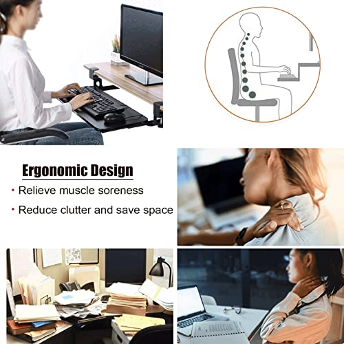 Höhenverstellbare Tastaturablage, Schreibtischverlängerung mit Schublade, 52 cm/65 cm/75 cm, ergonomische Plattform für Maus, perfekt für Home Office & Gaming Setup Bild 6