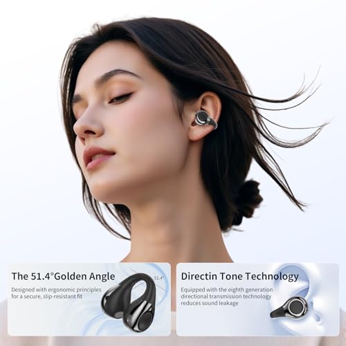 Open-Ear-Kopfhörer I5, Kabellose Bluetooth 6.0 Clip-On-Ohrhörer mit ENC, IPX5 wasserdicht, 36 Std. Langlebige Wiedergabe, Kristallklare Gespräche Bild 2