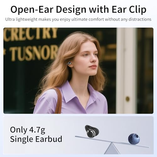 Open-Ear-Kopfhörer I5, Kabellose Bluetooth 6.0 Clip-On-Ohrhörer mit ENC, IPX5 wasserdicht, 36 Std. Langlebige Wiedergabe, Kristallklare Gespräche Bild 3