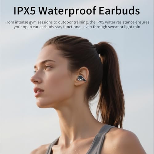 Open-Ear-Kopfhörer I5, Kabellose Bluetooth 6.0 Clip-On-Ohrhörer mit ENC, IPX5 wasserdicht, 36 Std. Langlebige Wiedergabe, Kristallklare Gespräche Bild 4