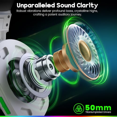 WESEARY WG1 Bluetooth Headset, 2,4G Wireless Gaming Headset mit Mikrofon für PS5, PS4, PC, Switch, Mac, Faltbarer Surround Sound Noise Cancelling Kopfhörer mit LED Licht, Über 50 Stunden Akkulaufzeit Bild 6