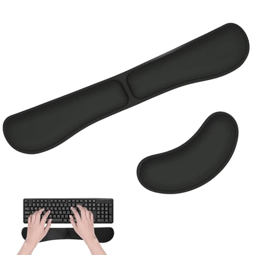 Wrist Rest Set Enthält 1 Tastatur Handauflage und 1 Handgelenkauflage Maus Schwarz Handgelenkauflagen Handballenauflage Tastatur Handauflage Maus Rutschfeste Unterseite für Gaming Büro Bild 1