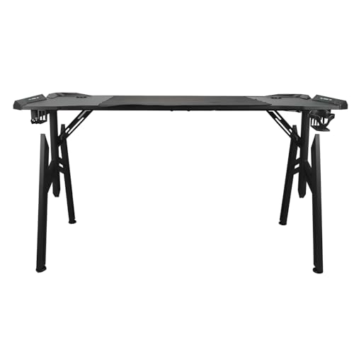 Pilipane Gaming -Schreibtisch Computertisch mit LED -Leuchten Moderne robuste Stahlbeine geräumig 1,4 m Design eingebauter Becherhalter Kopfhörer Ständer großes Maus -Pad für Home Study Bild 1