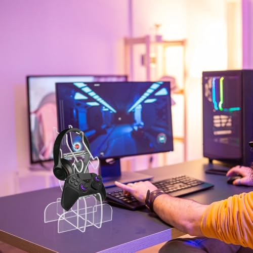 DICOSMETIC 2 Setzt 2 Tier Universal Controller Halter Acryl Game Controller Display Ständer Kreative Gaming Headset Halter Für Display Und Organisation Besonderes Geschenk Für Männer Ehemann Bild 2