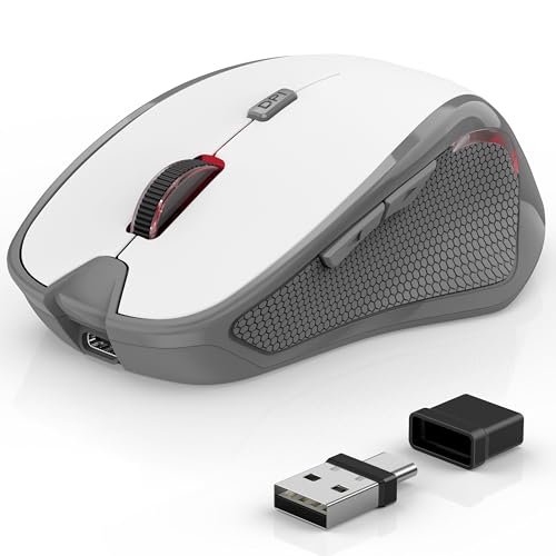 Ergonomische Maus Kabellos für Laptop/PC/MacBook/iPad, 2.4GHz & Bluetooth Büro Stumme Funkmaus, 1600 DPI Optical Tracking Für Links und Rechtshänder (Weiß, Silent Kabellose Maus) Bild 1