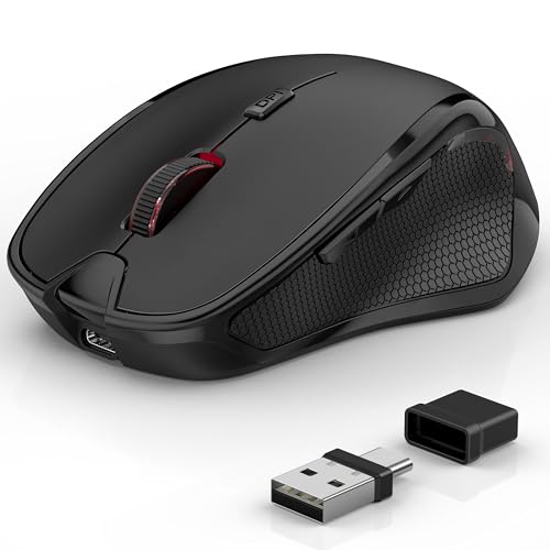 Ergonomische Maus Kabellos für Laptop/PC/MacBook/iPad, 2.4GHz & Bluetooth Büro Stumme Funkmaus, 1600 DPI Optical Tracking Für Links und Rechtshänder (Schwarz, Silent Kabellose Maus) Bild 1