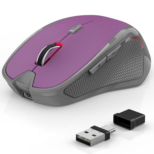 Ergonomische Maus Kabellos für Laptop/PC/MacBook/iPad, 2.4GHz & Bluetooth Büro Stumme Funkmaus, 1600 DPI Optical Tracking Für Links und Rechtshänder (Violett, Silent Kabellose Maus) Bild 1