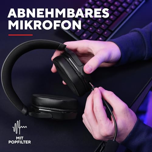 GXTrust 1492 Ravox Gaming Headset mit Mikrofon für PS5 PS4 Switch PC Xbox Mobile, 3.5mm Stecker, 50mm Treiber, Gepolsterter Kopfbügel, Over-Ear Kopfhörer mit Kabel, Schwarz Bild 6