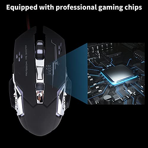 Denash Gaming Wired Maus Einstellbare Beleuchtung für Hochgeschwindigkeitsklicks und Reibungsloser Betrieb für Computer- und Tablet -Serien OPS Schwarzer USB Anschluss Bild 2